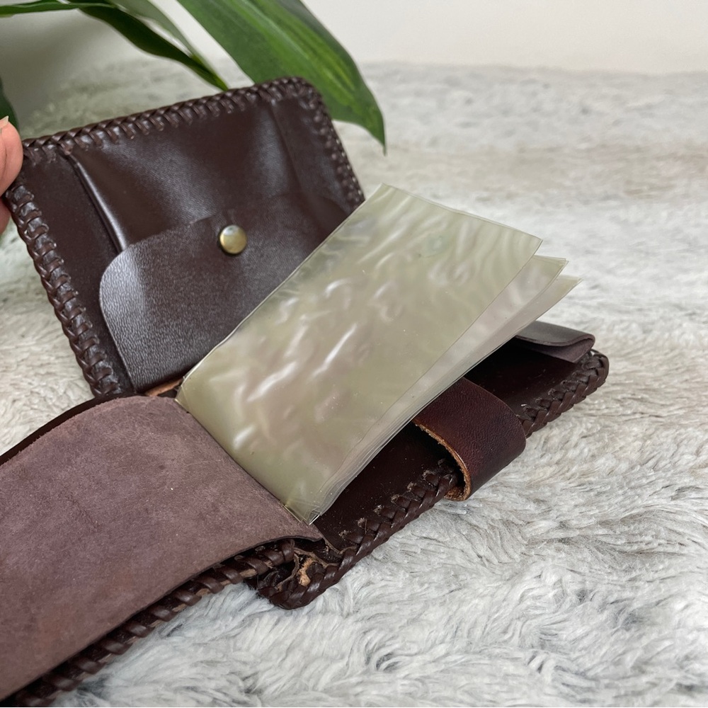 Hand Tooled Leather Floral Wallet Organizer Brown Western Boho Rose - Picture 7 of 8